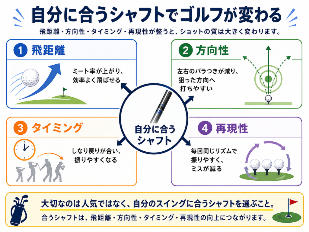 シャフト交換で飛距離方向性タイミング再現性が変わる